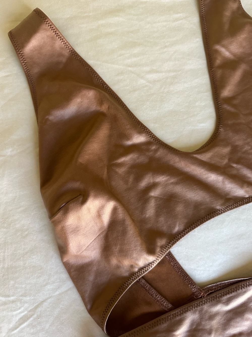 Skims Wet Jersey Cutout One Piece Swimsuit Bodysuit Copper 2XL NWT - Picture 8 of 11